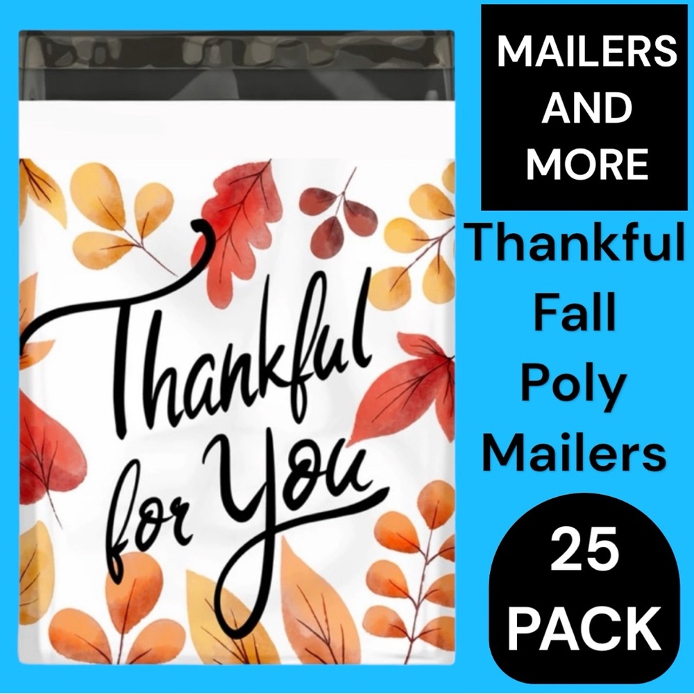 25 10X13 Poly Mailers Fall Leaf Thankful, Shipping Envelopes PRICE IS FIRM - Picture 3 of 10